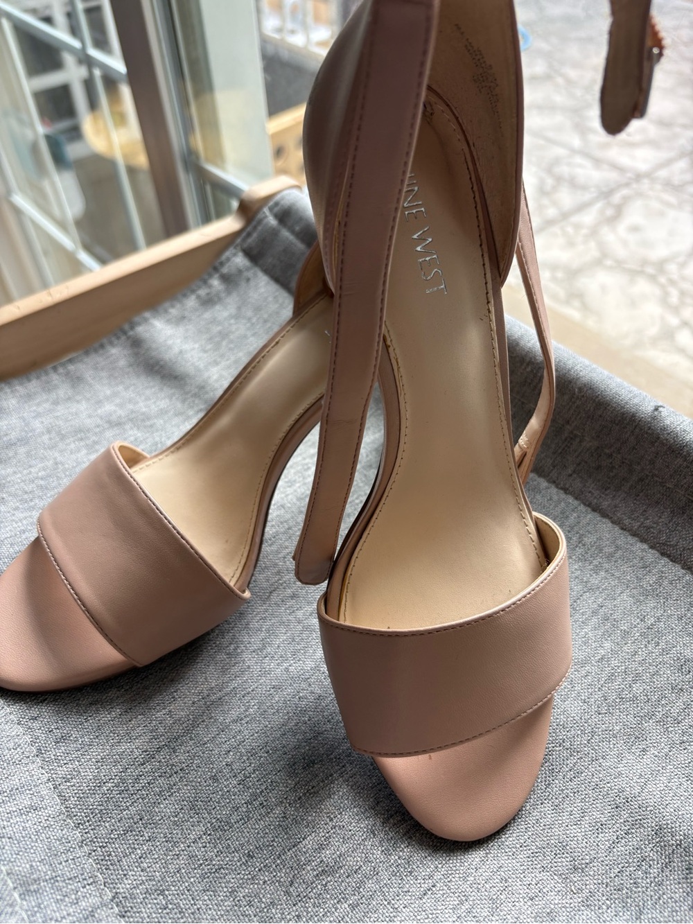 Nine West Blush Pink Open-Toe Ankle Strap Heels